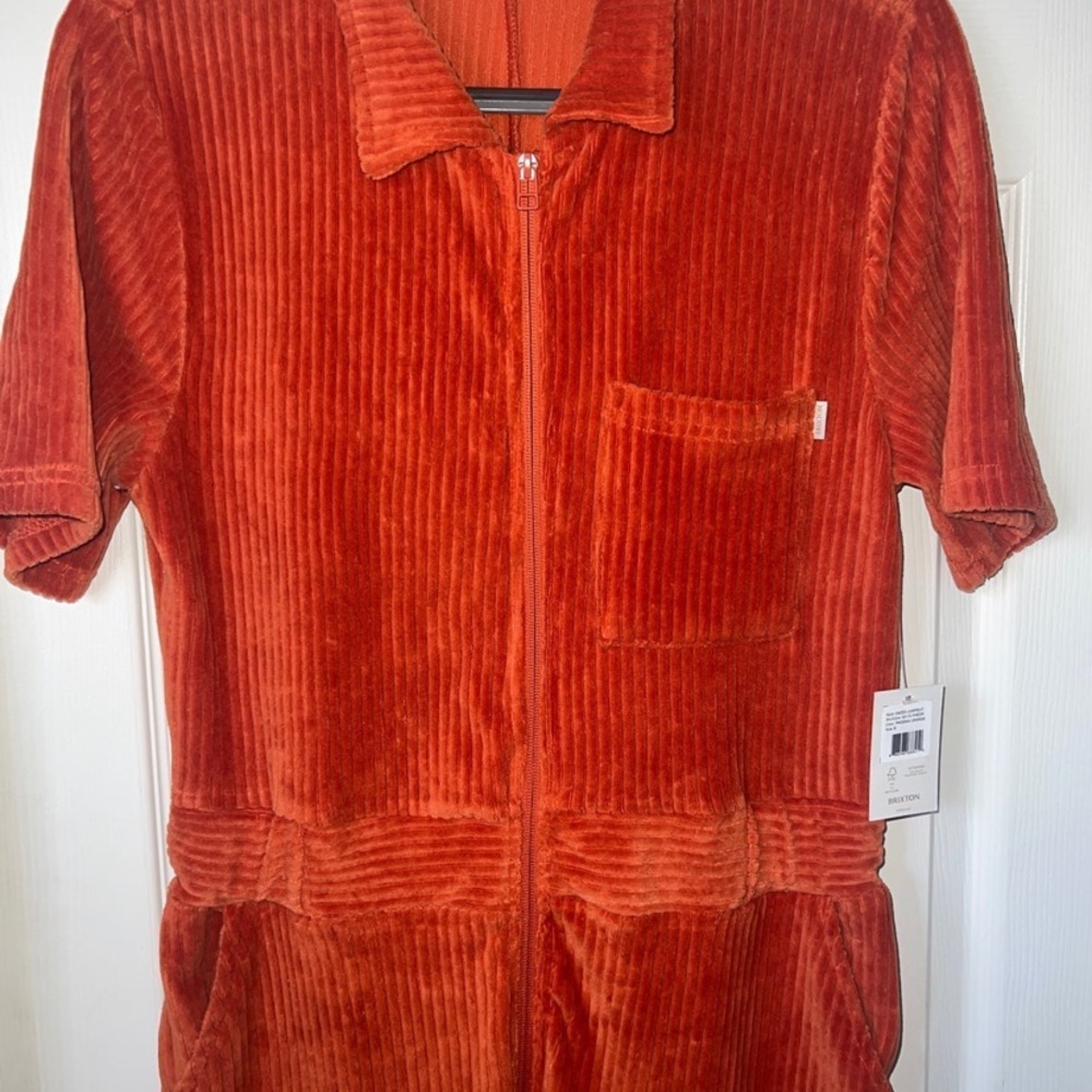 NWT Brixton Orange Rust Corduroy Dazed Zipper Jumpsuit Romper